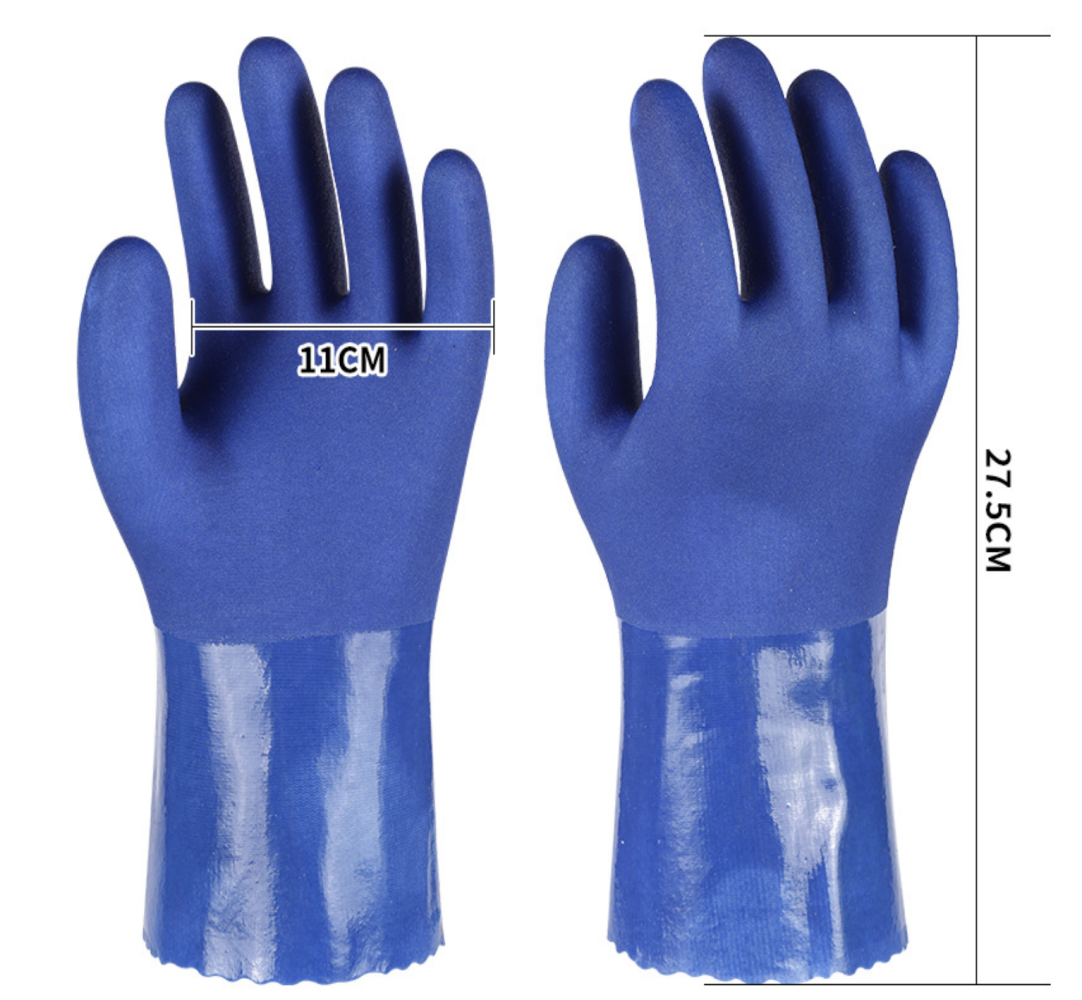 INDUSTRIAL PVC HEAVY DUTY GLOVES - BLUE COLOR WITH LENGTH IN 27.5CM