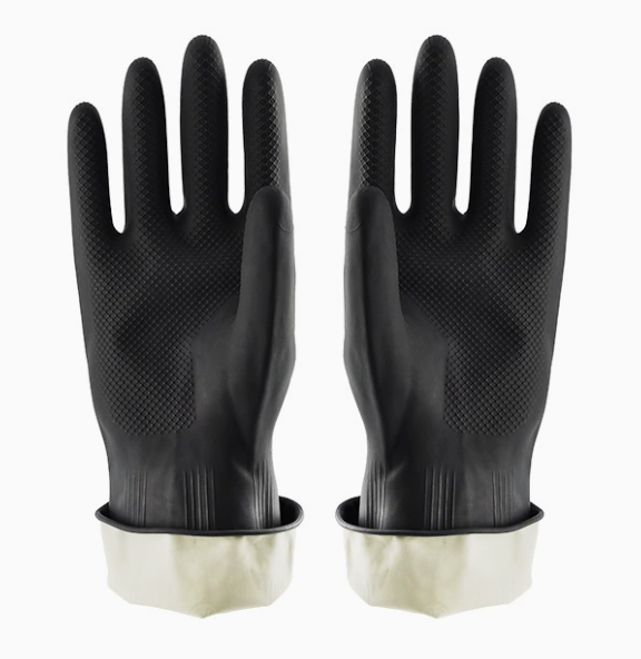 INDUSTRIAL BLACK LATEX GLOVES INNER WHITE
