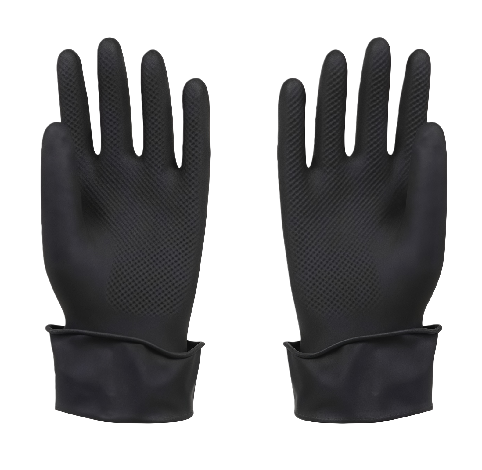 INDUSTRIAL BLACK LATEX GLOVES INNER UNLINED